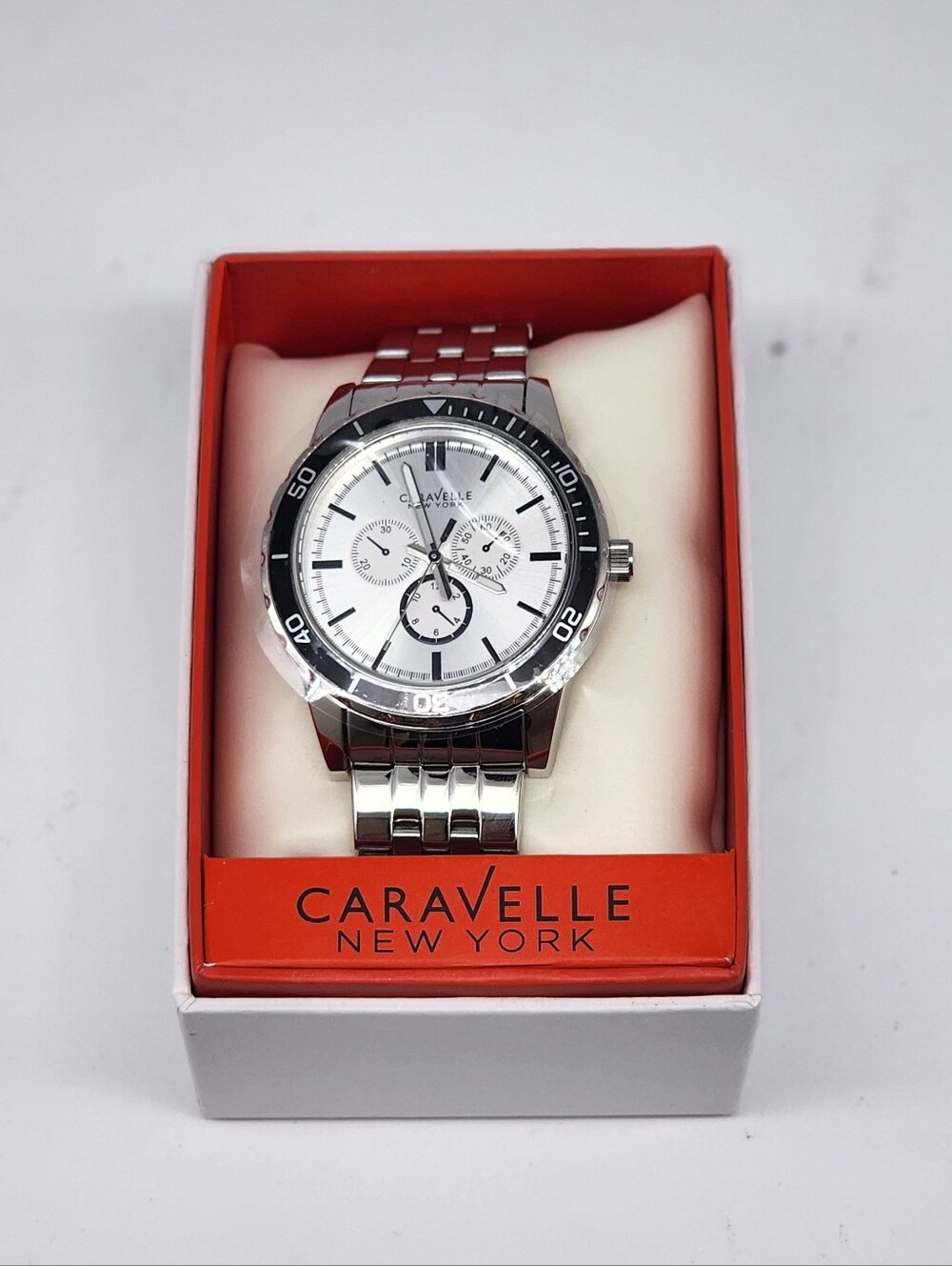 Caravelle New York by Bulova 43A132 Mens Silver Dial Quartz Watch(NEEDS BATTERY)